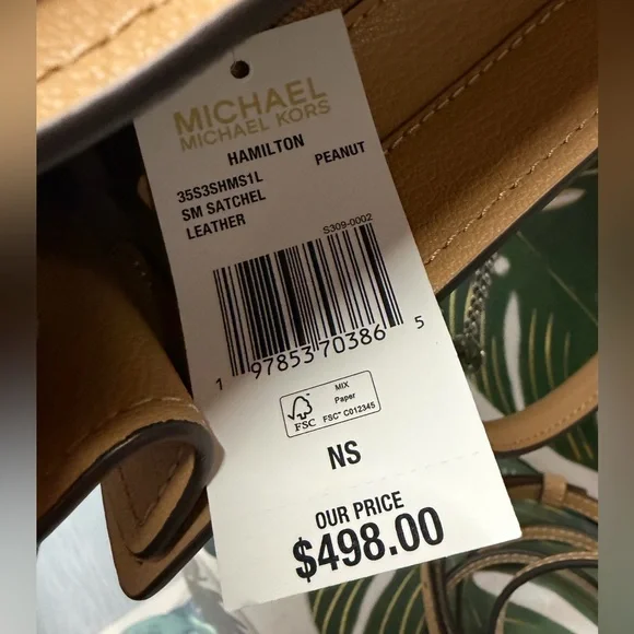 NWT Michael Kors Hamilton Leather Satchel in Peanut - Picture 7 of 9